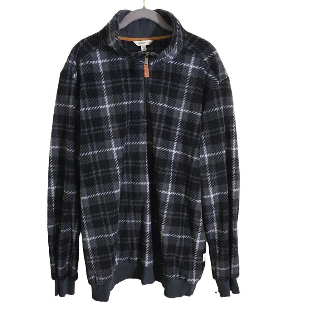FRYE & CO. NWT Plaid 1/4 Zip Fleece Gray Black Jacket XL